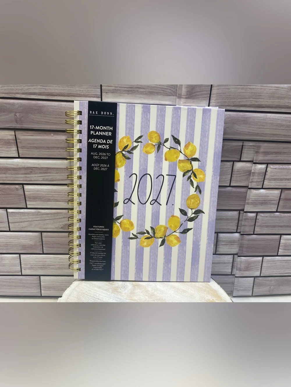 Rae Dunn❤️   “2027.” L size 17-month Planner Lemon tree wreath NEW
